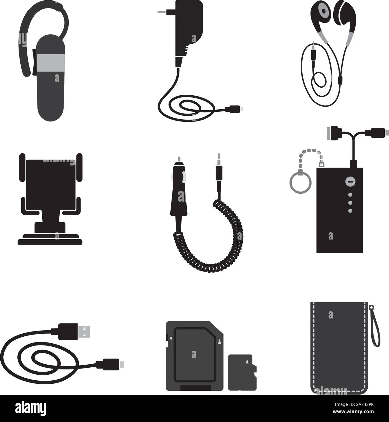 illustration of mobile phone accessories devices Stock Vector Image