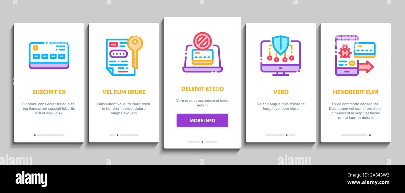 Carder Hacker Onboarding Elements Icons Set Vector Stock Vector