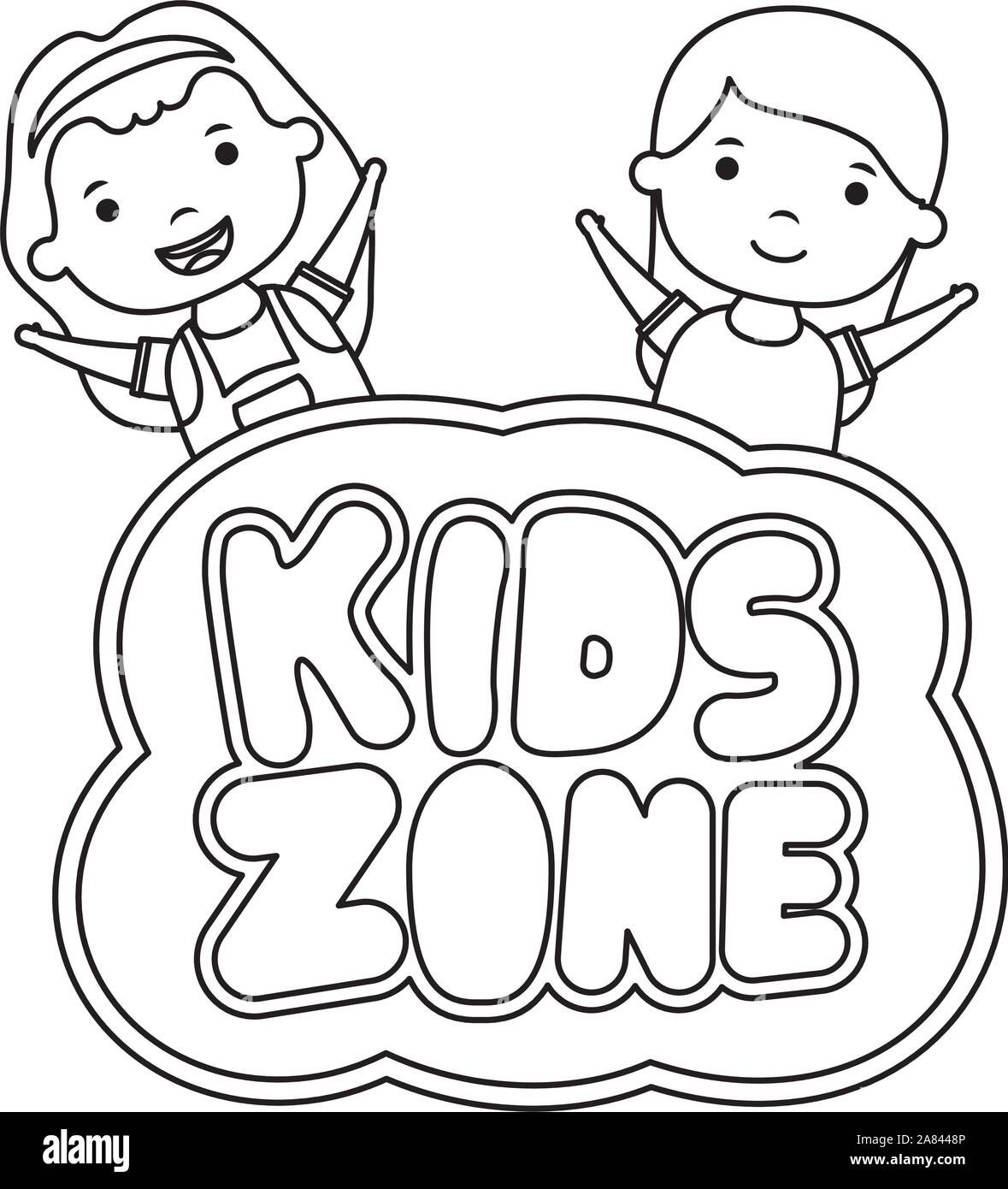 cute little girls with kids zone lettering Stock Vector Image & Art - Alamy