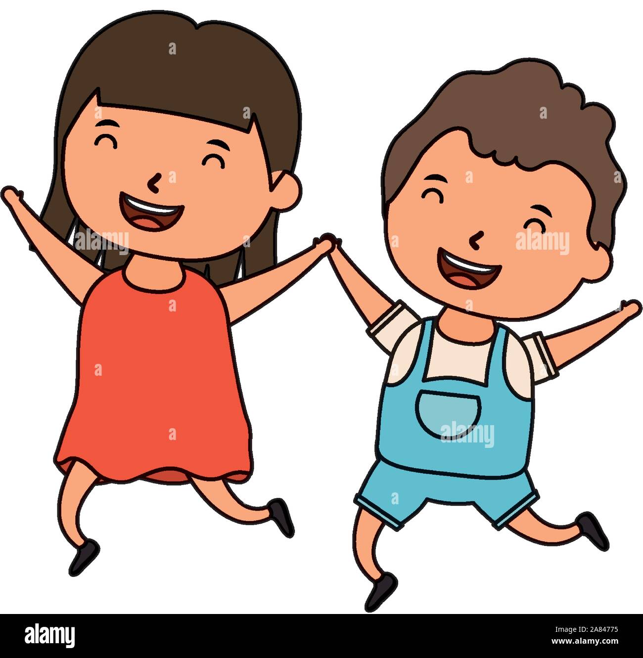 cute little kids couple comic characters Stock Vector Image & Art - Alamy