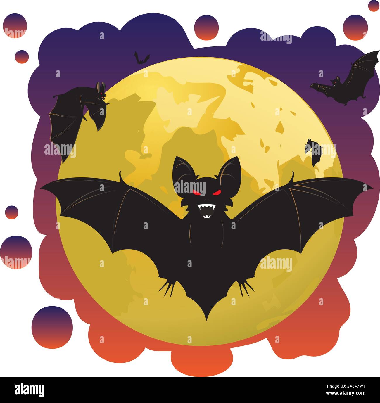 Halloween background with bats and yellow moon Stock Vector Image &amp; Art ...