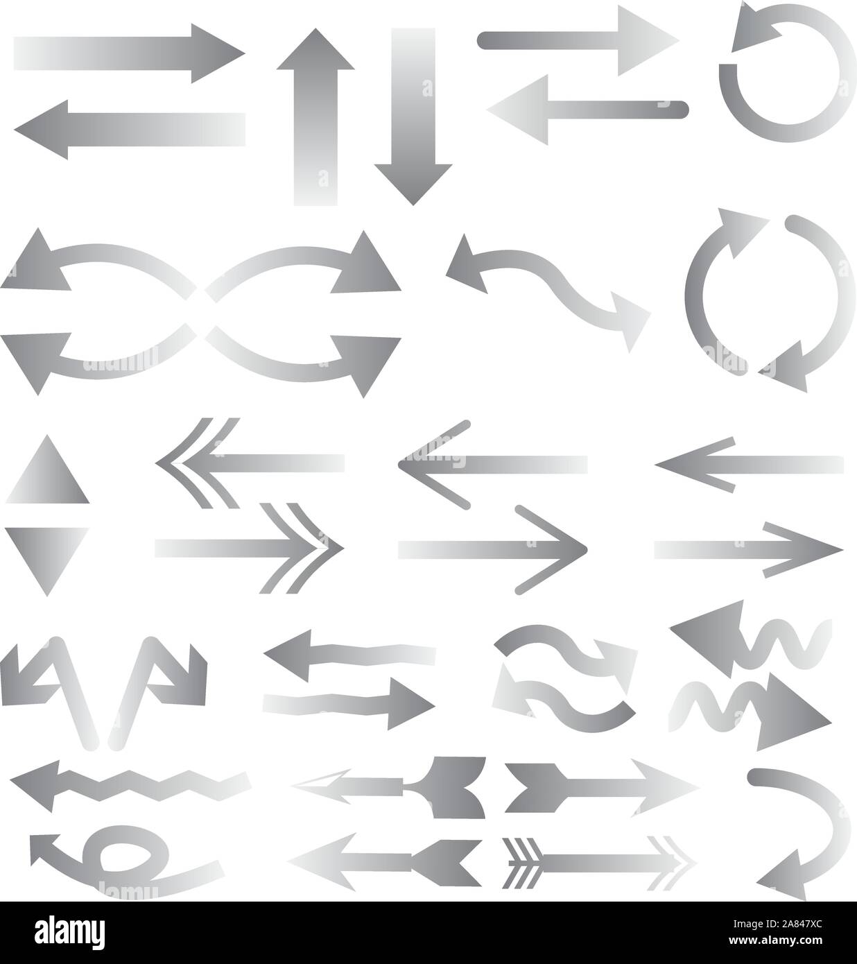 white arrows on white background. gray arrows. white and black arrow