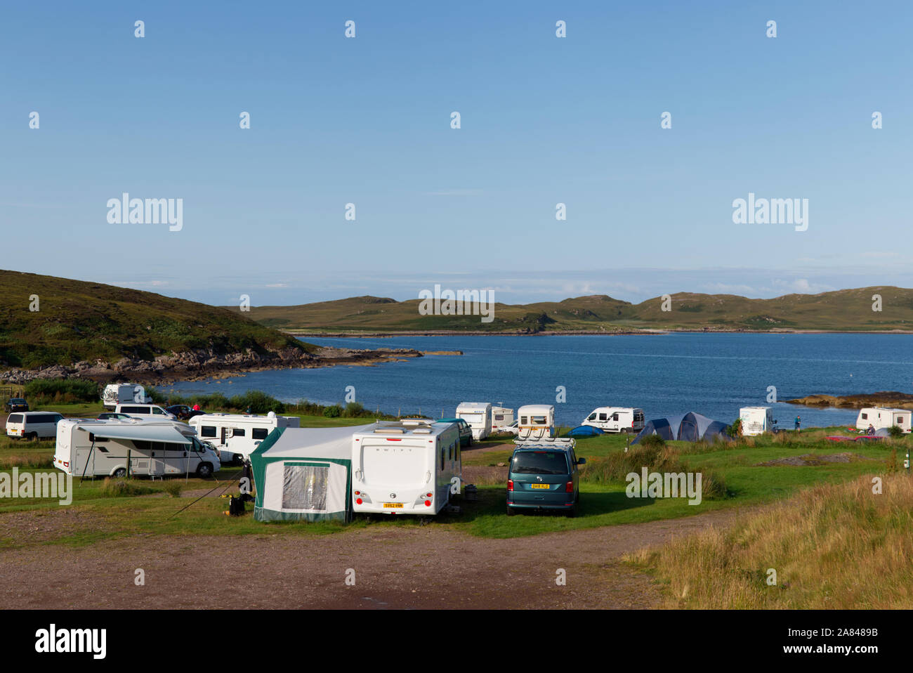 Port a Baigh campsite near Achiltibuie, North West Scotland Stock Photo