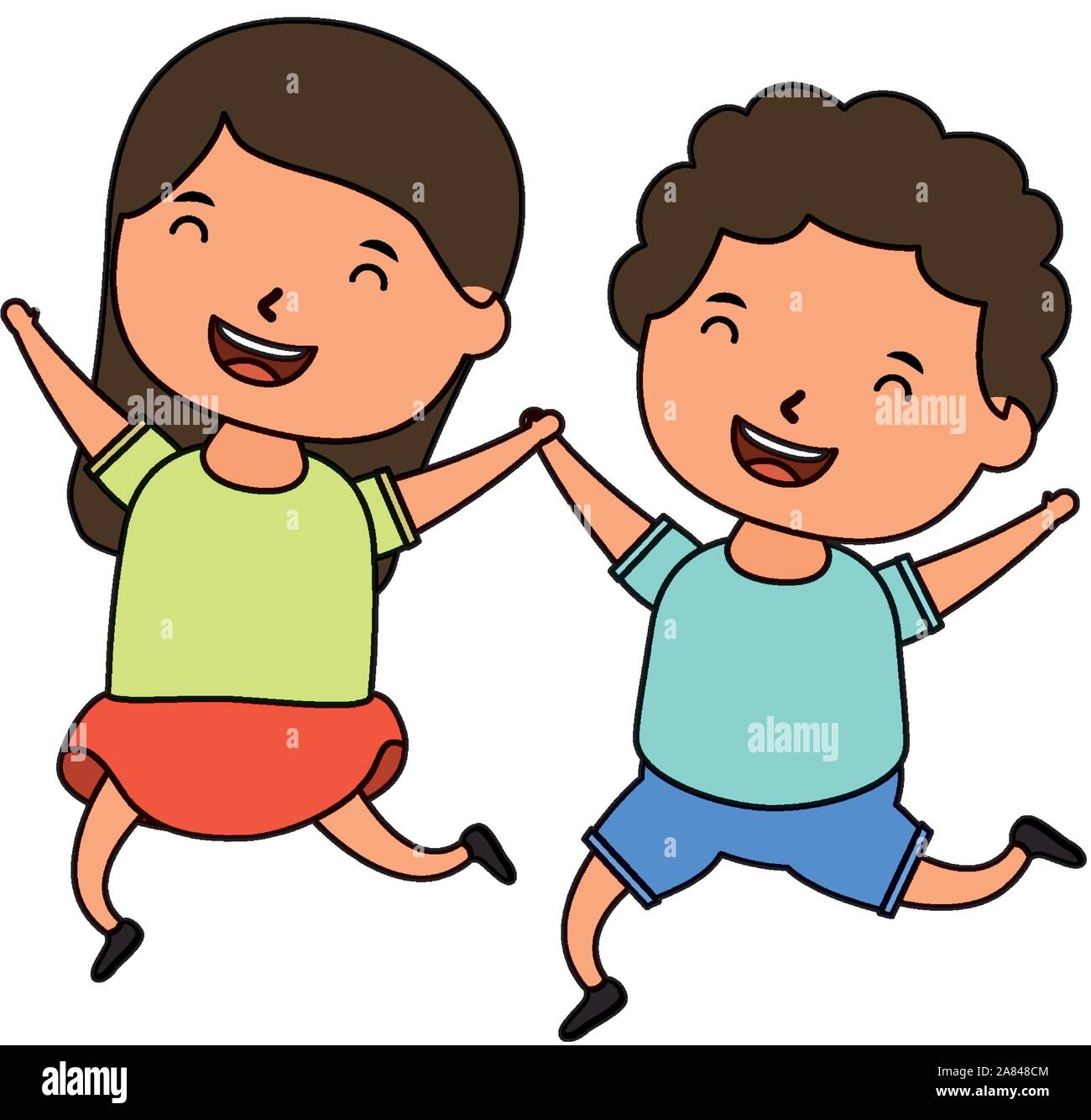cute little kids couple comic characters Stock Vector Image & Art - Alamy
