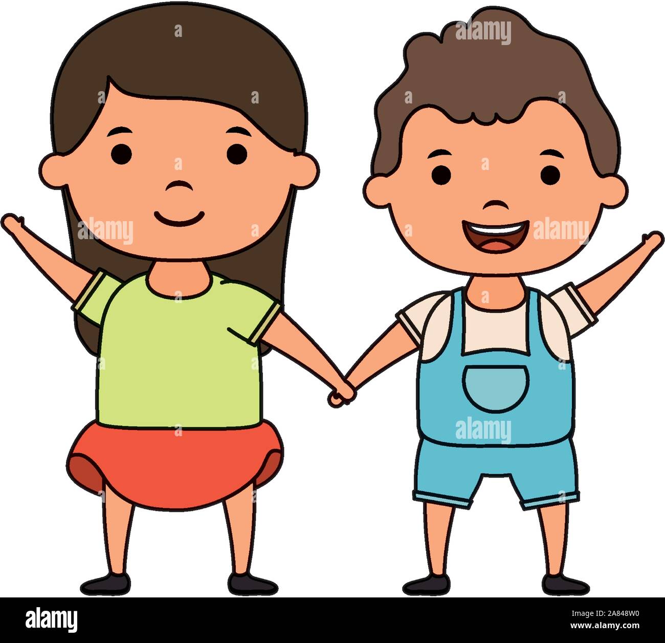 cute little kids couple comic characters Stock Vector Image & Art - Alamy