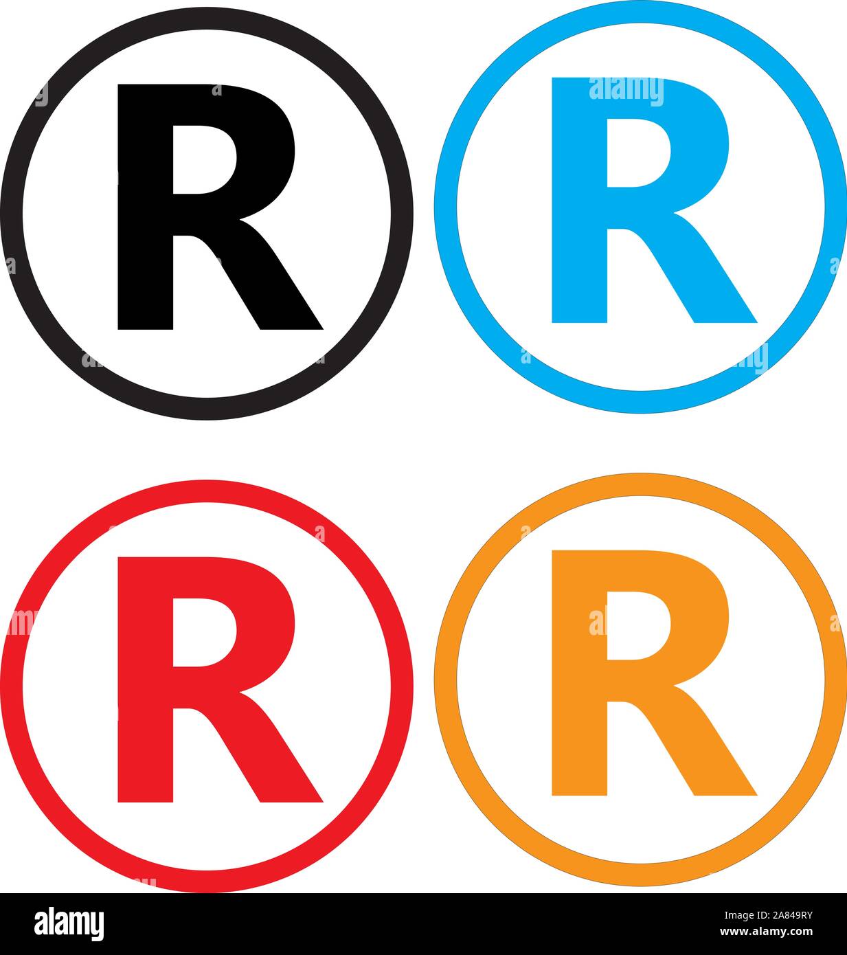 set registered trademark icon on white background. registered trademark