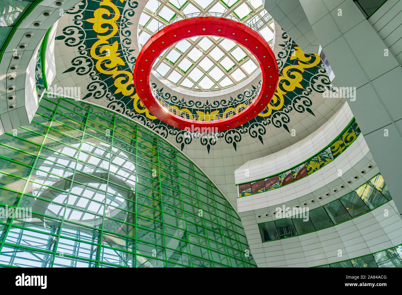 Nur-Sultan Astana Nazarbayev International Airport Interior View of the Departure Hall Ceiling Stock Photo