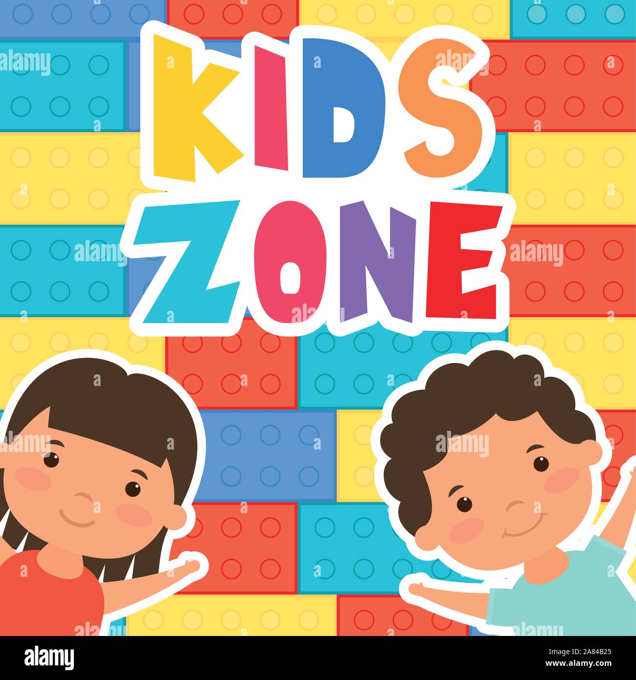 little children with kids zone lettering Stock Vector Image & Art - Alamy