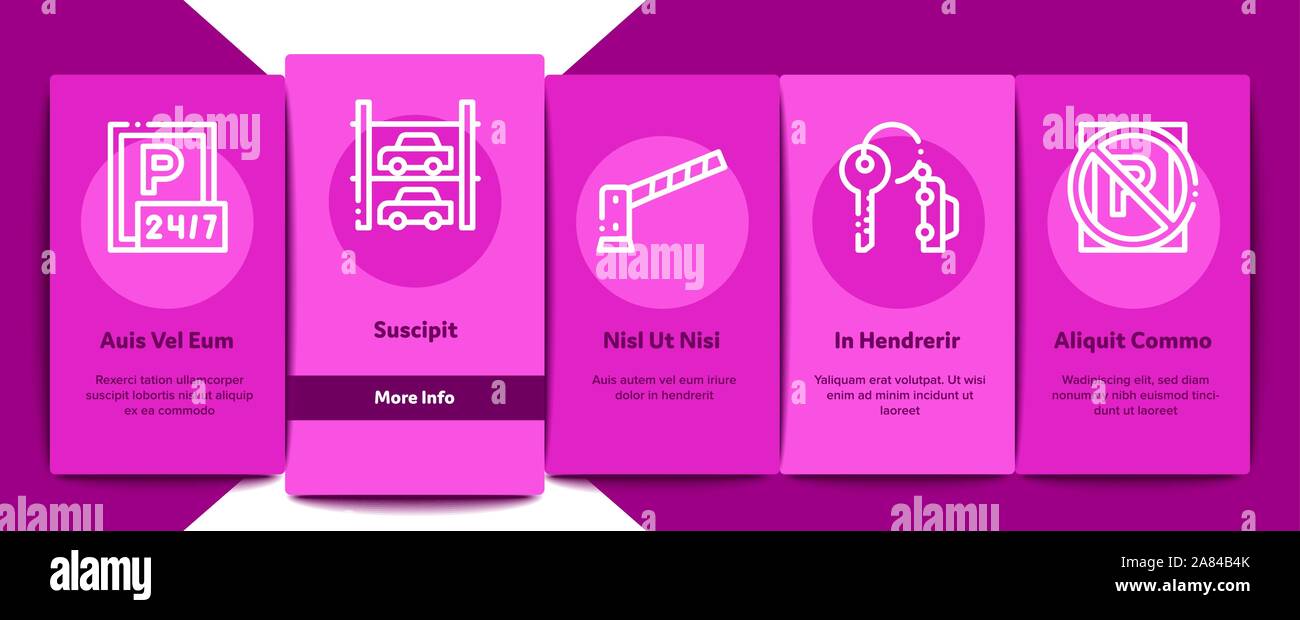 Parking Car Onboarding Elements Icons Set Vector Stock Vector Image ...