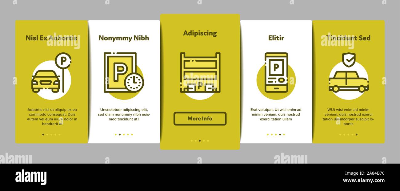 Parking Car Onboarding Elements Icons Set Vector Stock Vector Image ...
