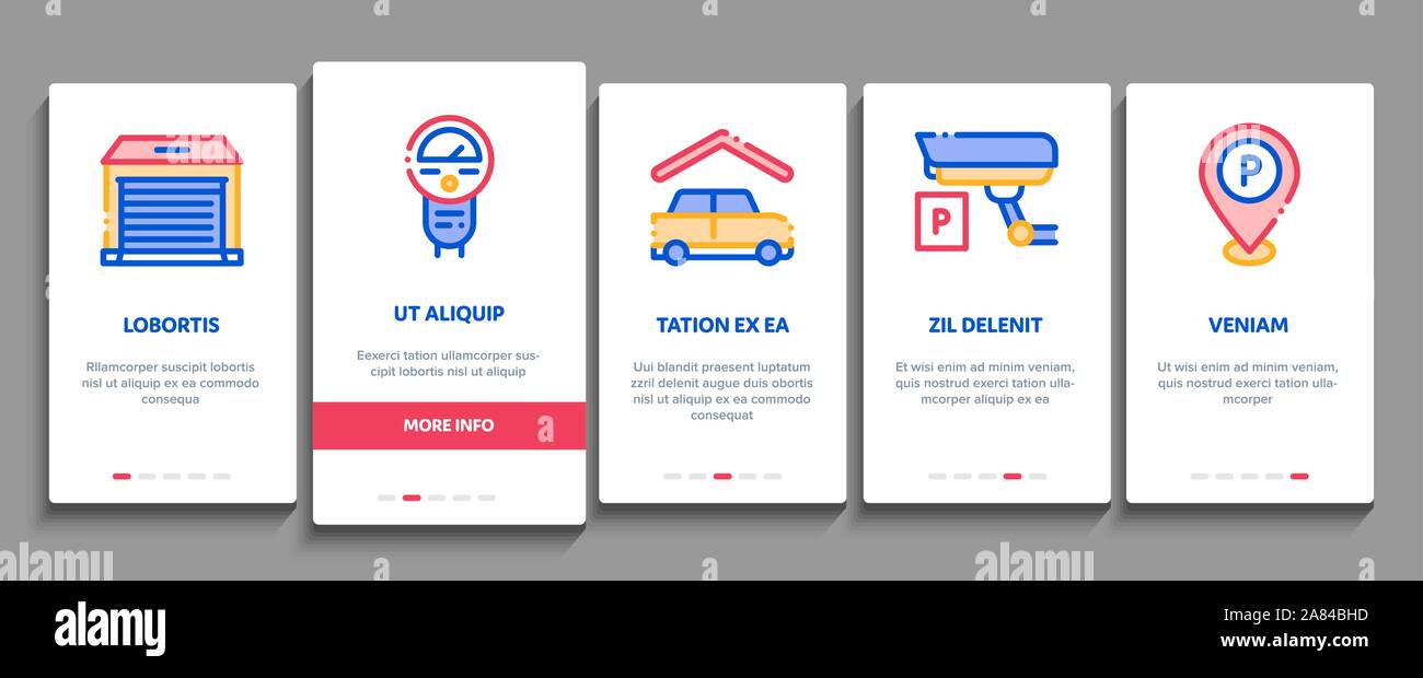 Parking Car Onboarding Elements Icons Set Vector Stock Vector Image ...