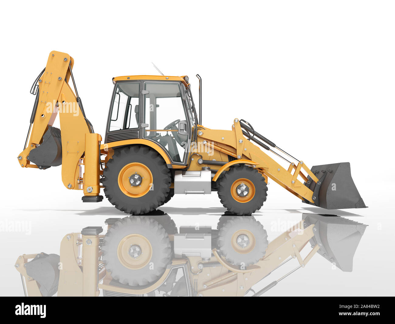 Construction equipment excavator loader with jaw bucket at the base of