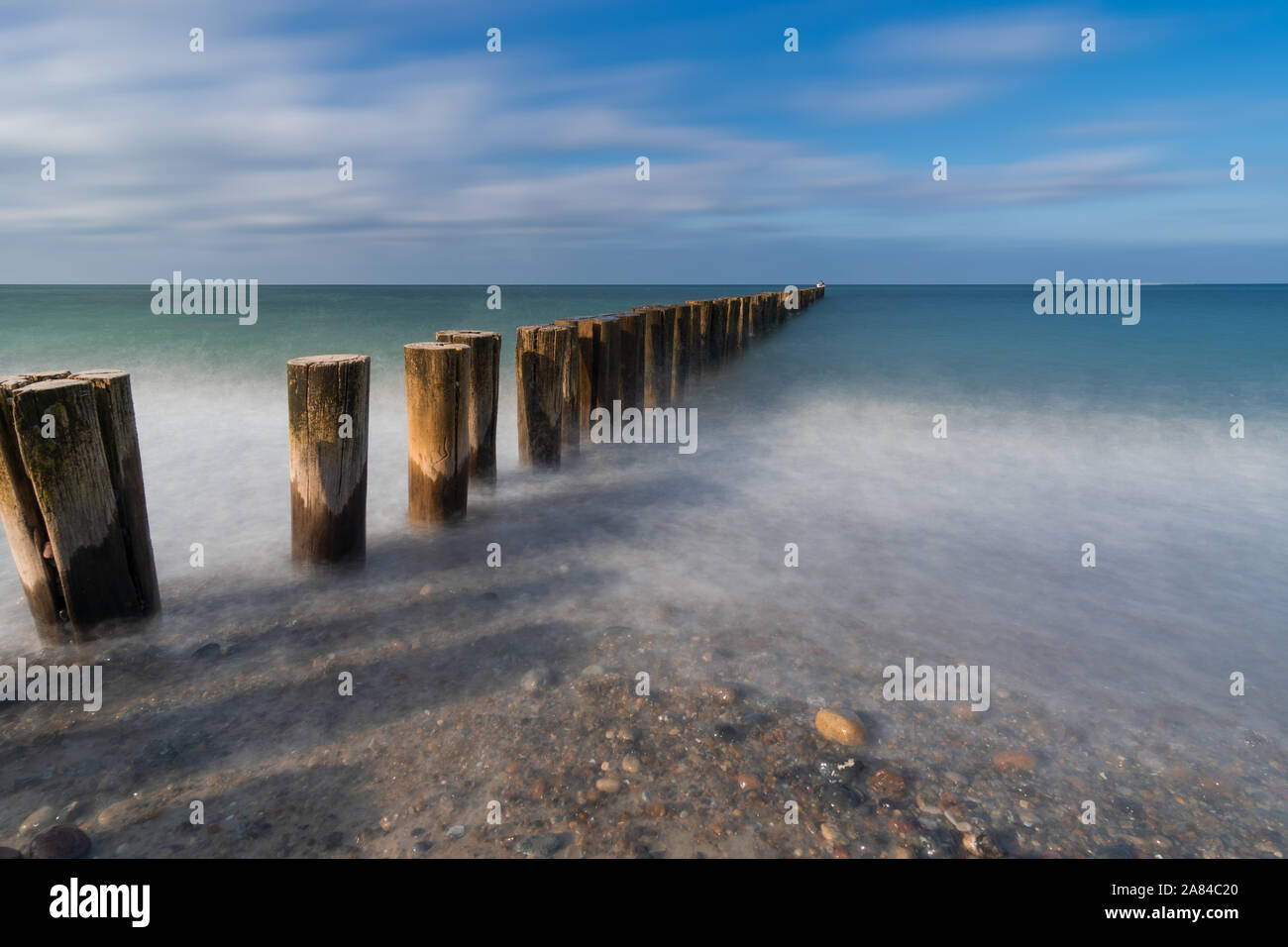 long-term exposure on the beach on the Baltic Sea Stock Photo