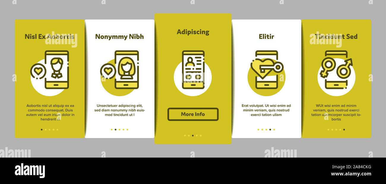 Dating App Onboarding Elements Icons Set Vector Stock Vector