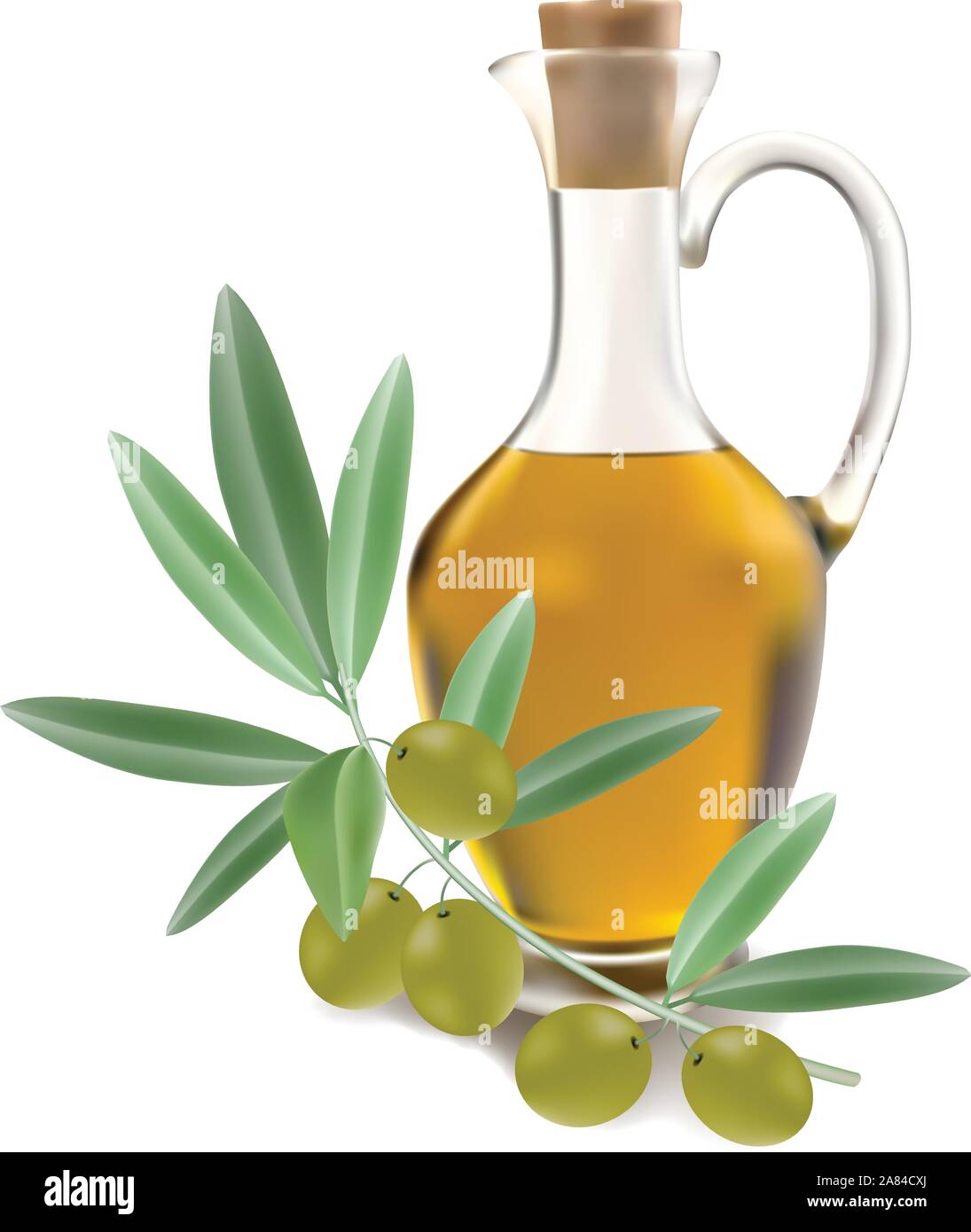 bottle of olive oil with olives on white background Stock Vector Image ...