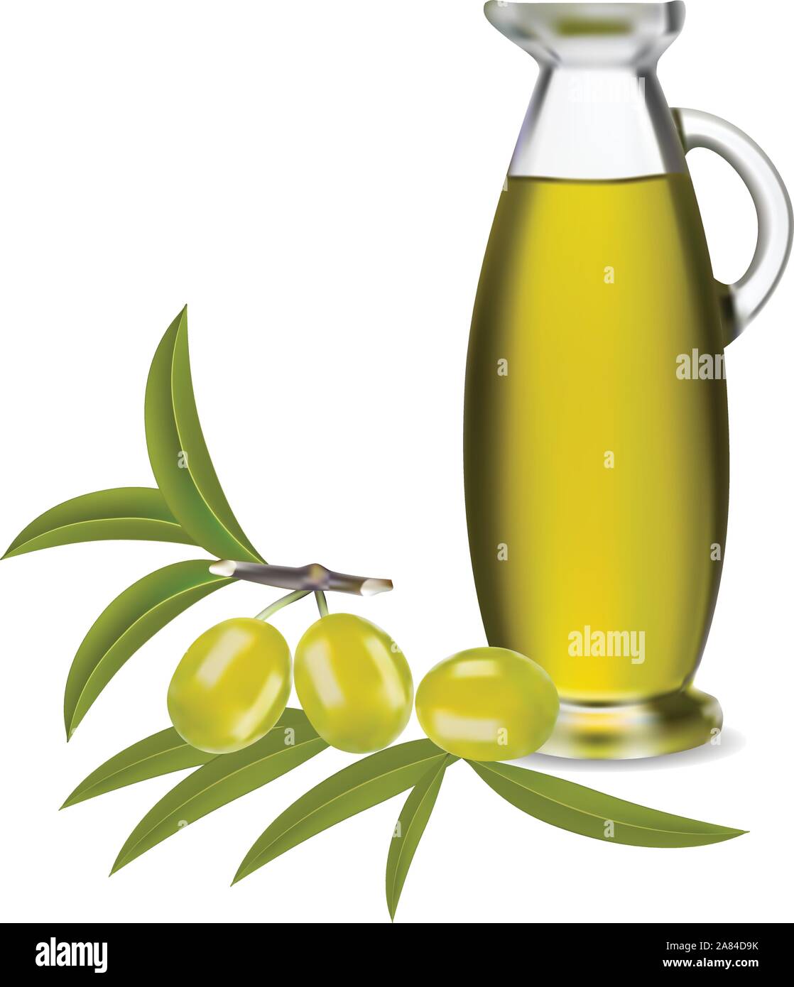 A bottle of olive oil with olives on white background Stock Vector ...