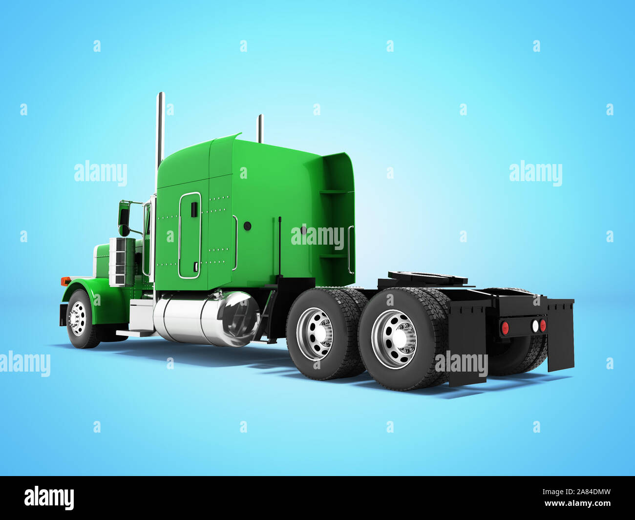 Green truck without trailer for long trips around the country 3d render