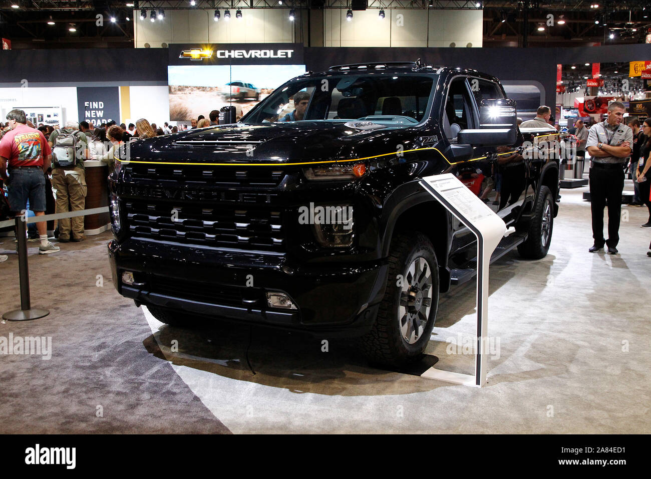 Las Vegas, United States. 05th Nov, 2019. A view of the 2021 Chevrolet Silverado HD Carhartt Special Edition Truck on display during the 2019 SEMA Show, at the Las Vegas Convention center in Las Vegas, Nevada, on Tuesday, November 5, 2019. Photo by James Atoa/UPI Credit: UPI/Alamy Live News Stock Photo