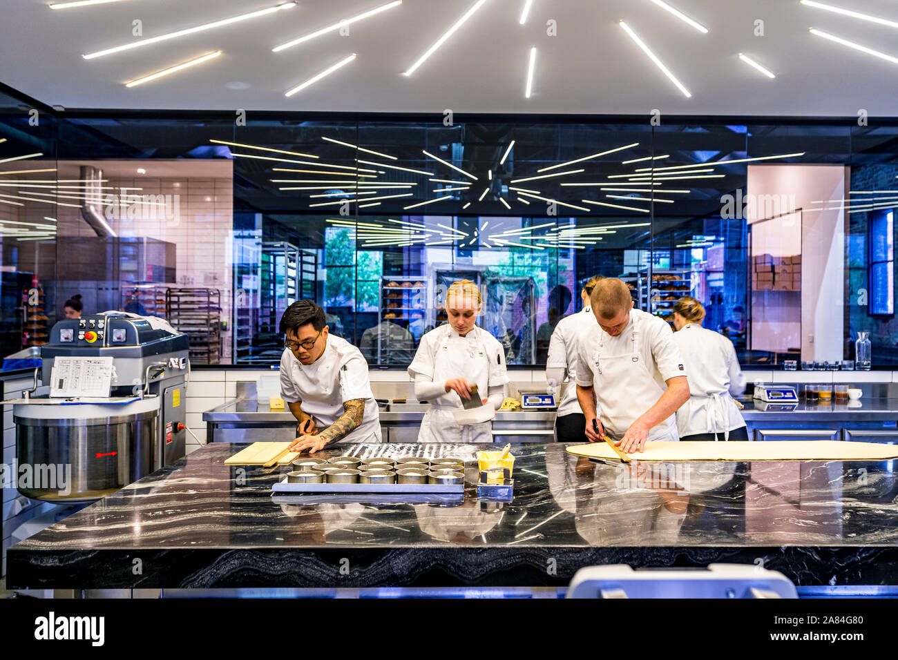 Pastry chefs hard at work, making croissants at the famous Lune in