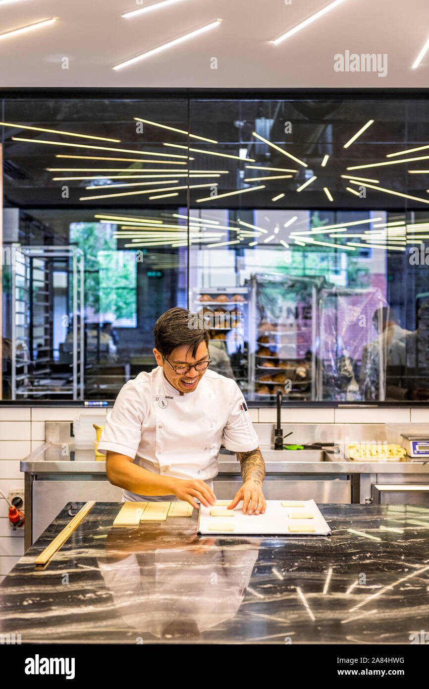 Pastry chefs hard at work, making croissants at the famous Lune in