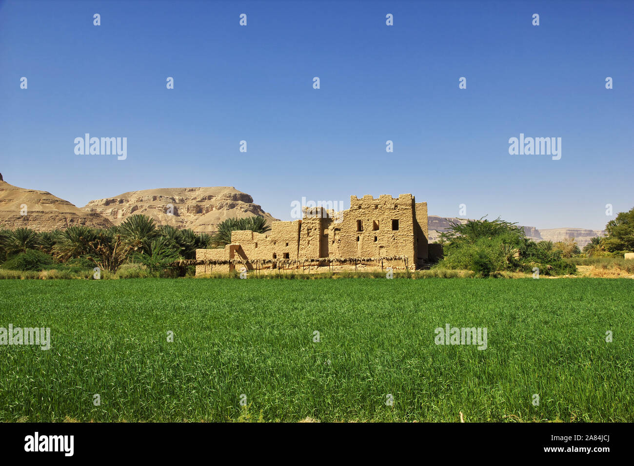 Kasbah, the vinatge house in mountains in Wadi Hadhramaut, Yemen Stock Photo