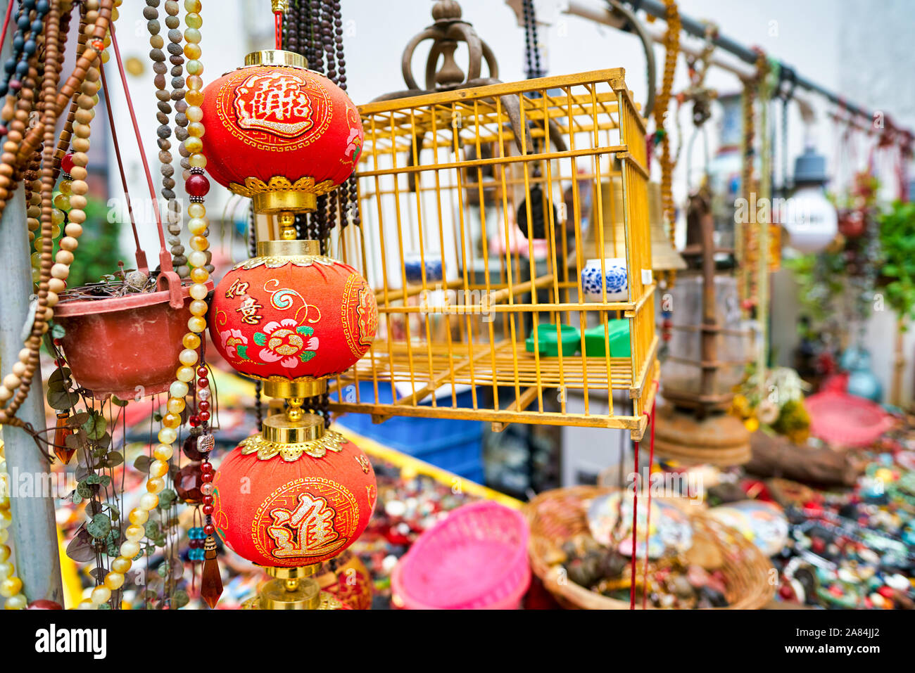 SHENZHEN, CHINA - CIRCA APRIL, 2019: close up shot of various decorations seen at Wenbo Palace. Wenbo Palace is a large architectural complex in ancie Stock Photo