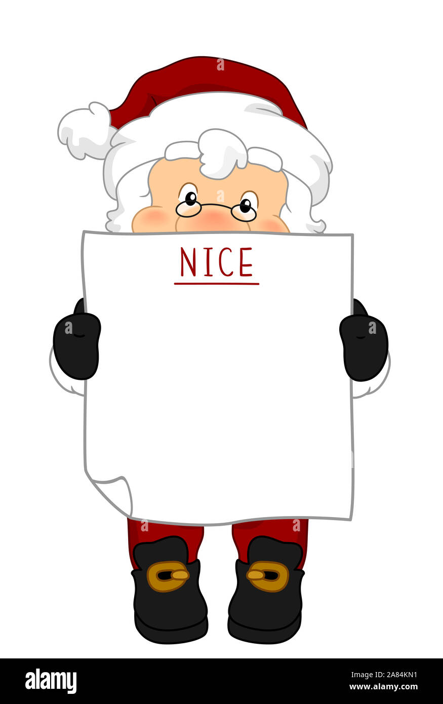 Illustration of Santa Claus Holding a Blank Board for List of Nice ...
