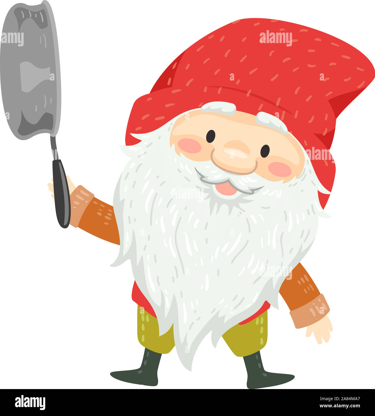 Illustration of an Icelandic Yule Lad Holding a Pan Stock Photo
