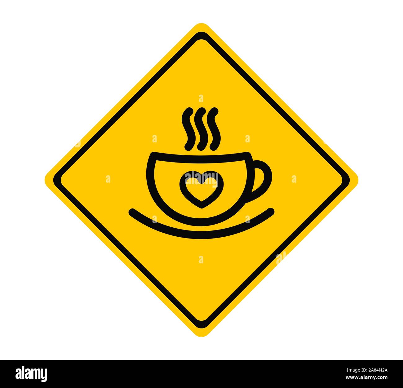 Coffee cup road yellow sign board symbol. Vector illustration Stock ...