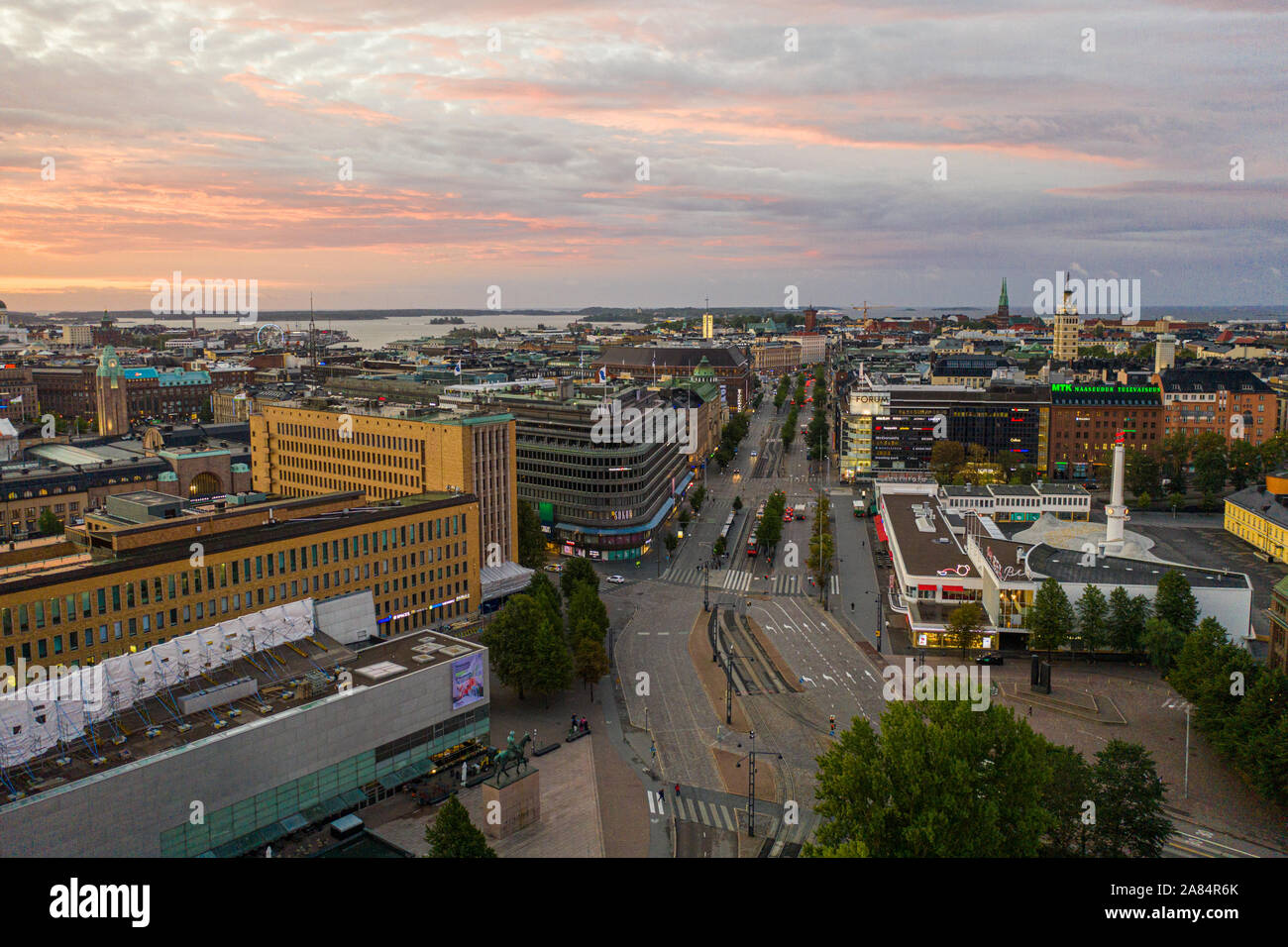 Aerial photo above Mannerheimintie, Helsinki, Finland Stock Photo