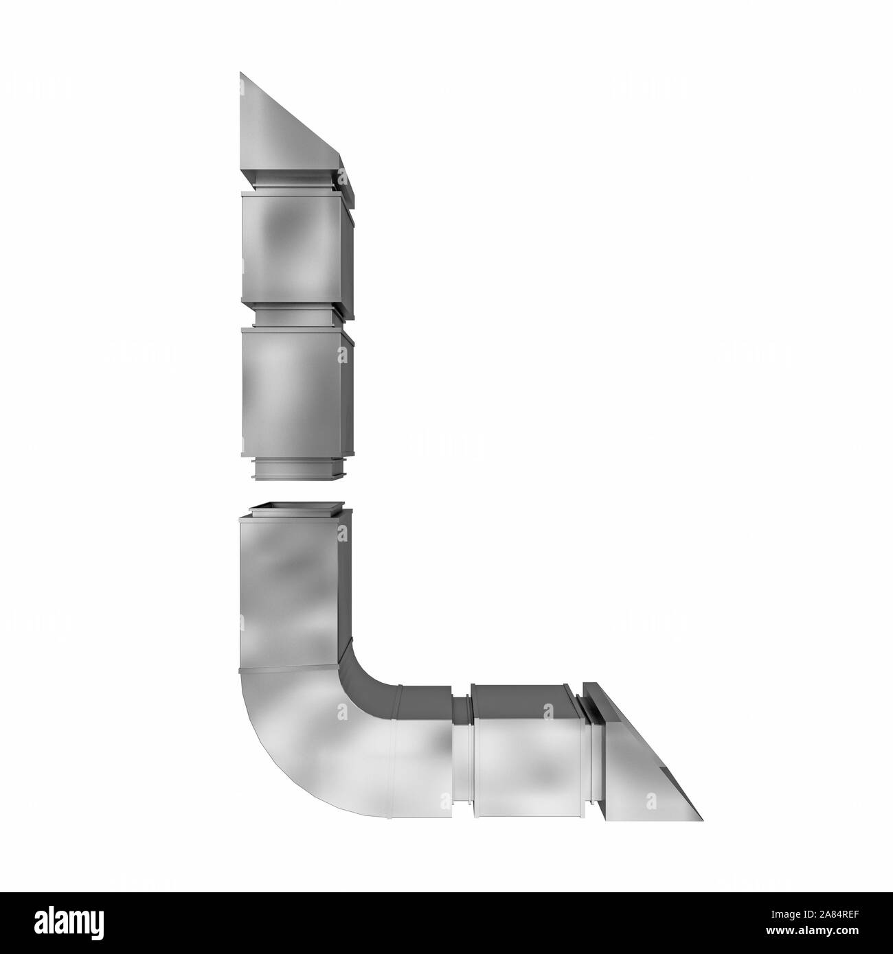 letter L of air conditioning and ventilation pipes. 3d rendering Stock Photo