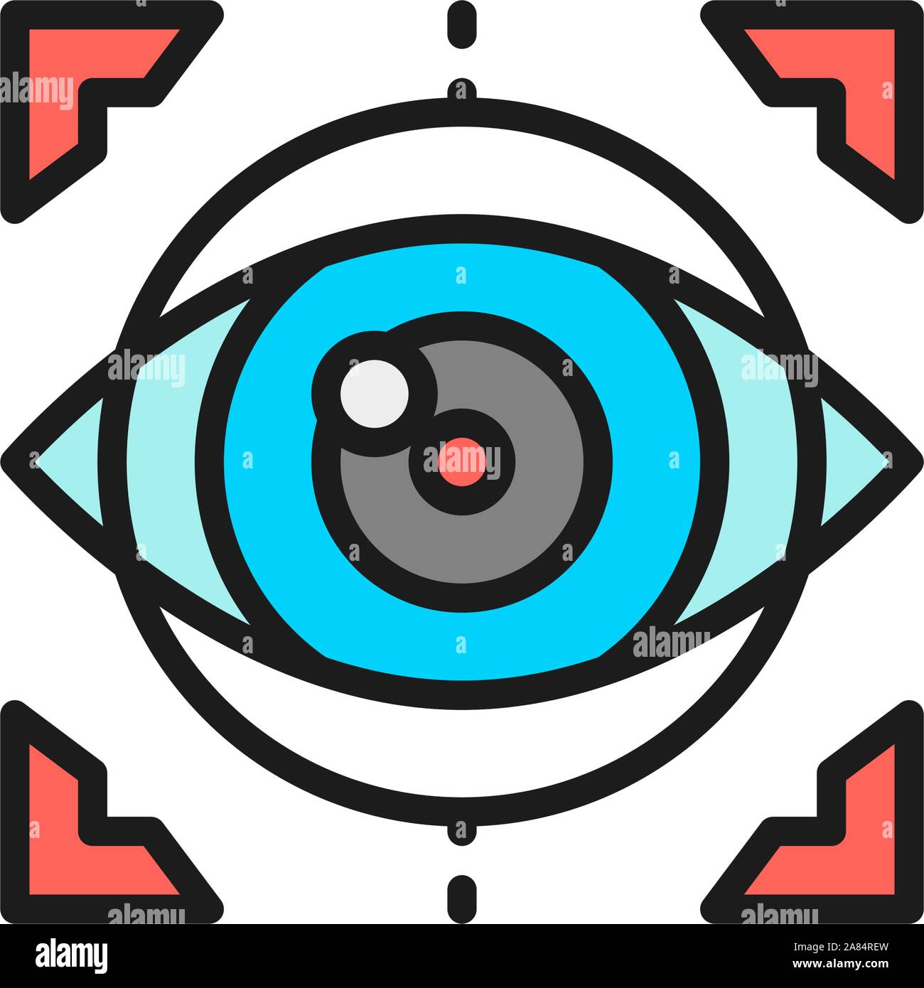 Eye surgery, lens replacement, laser vision correction flat color line