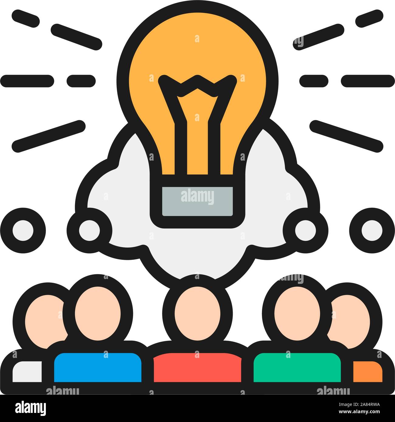 Brainstorm, teamleader, idea flat color line icon. Stock Vector