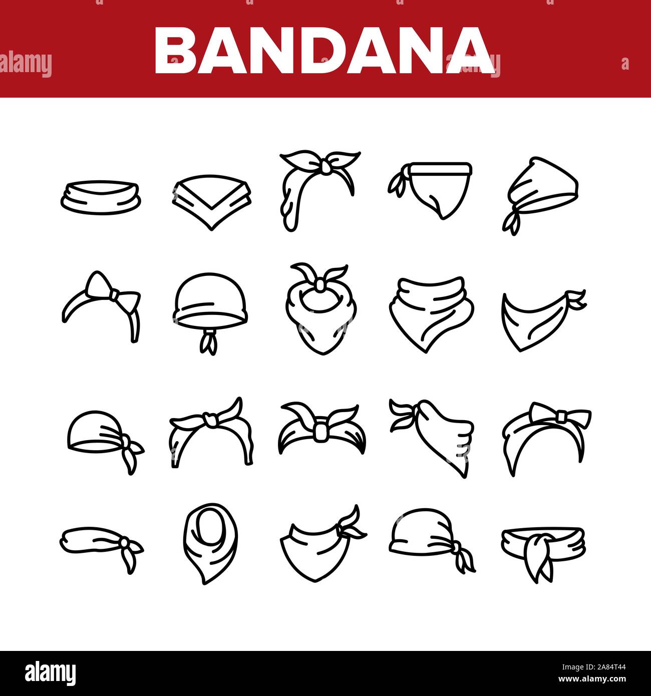 Bandana Hats Collection Elements Icons Set Vector Stock Vector