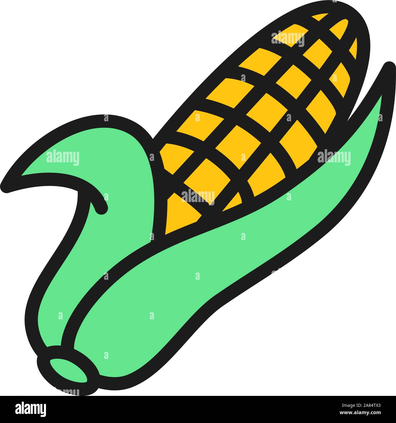 Ear of corn, corncob, vegetable flat color icon. Stock Vector