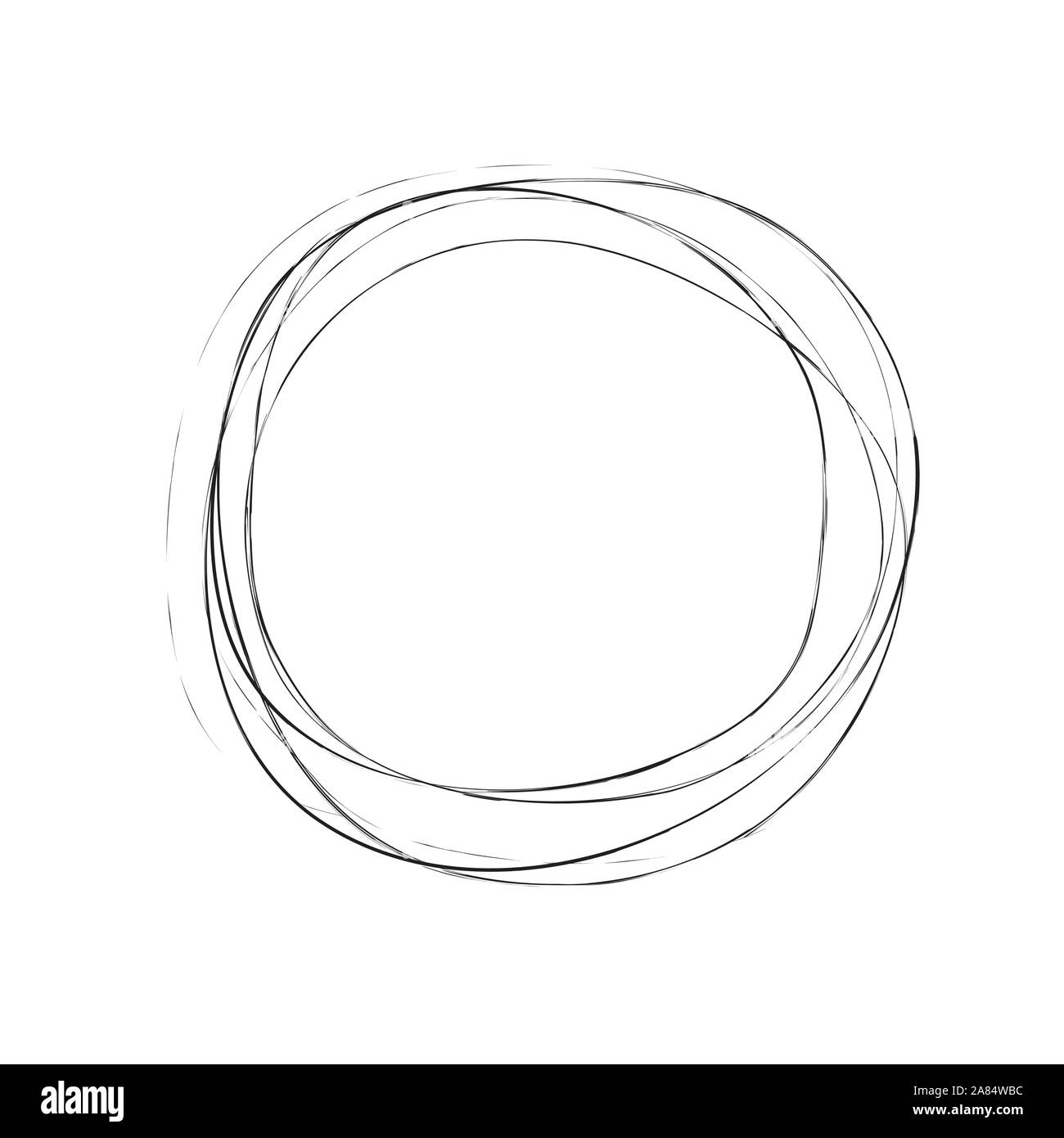Circle frame hand drawn scribbles. Vector chalk illustration Stock