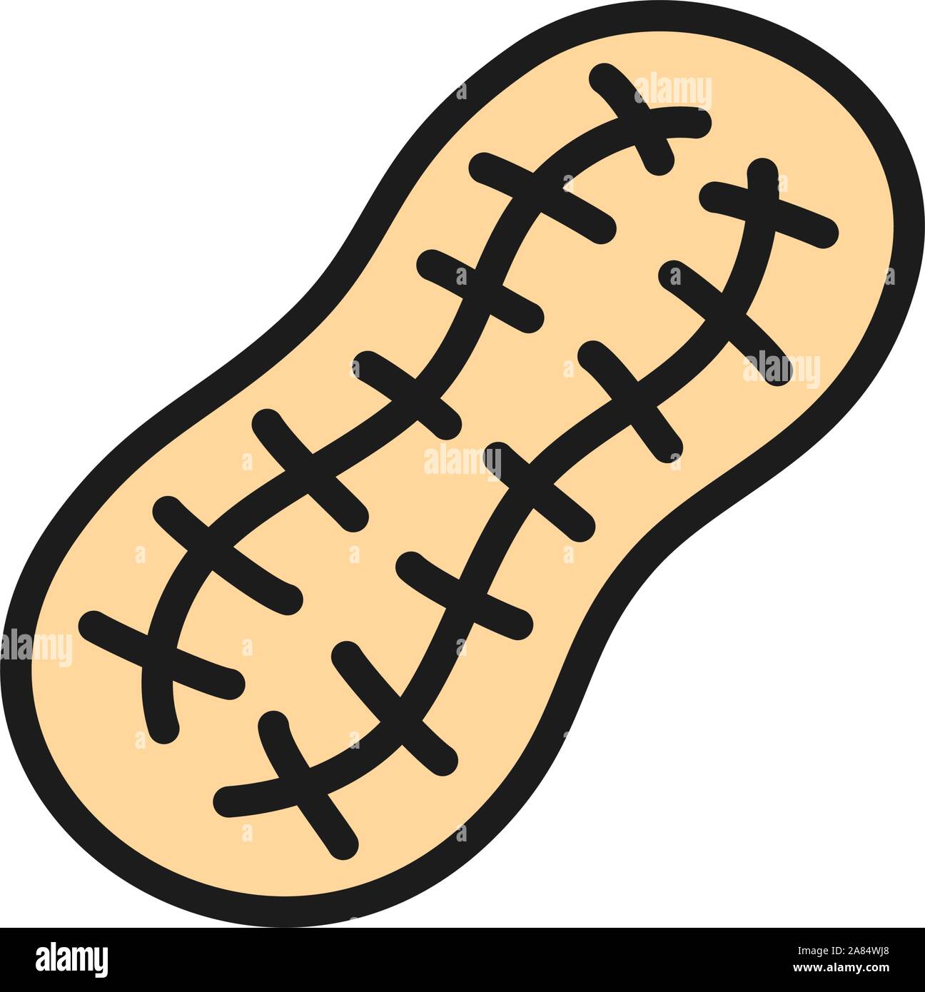 Vector peanut flat color icon. Isolated on white background Stock Vector