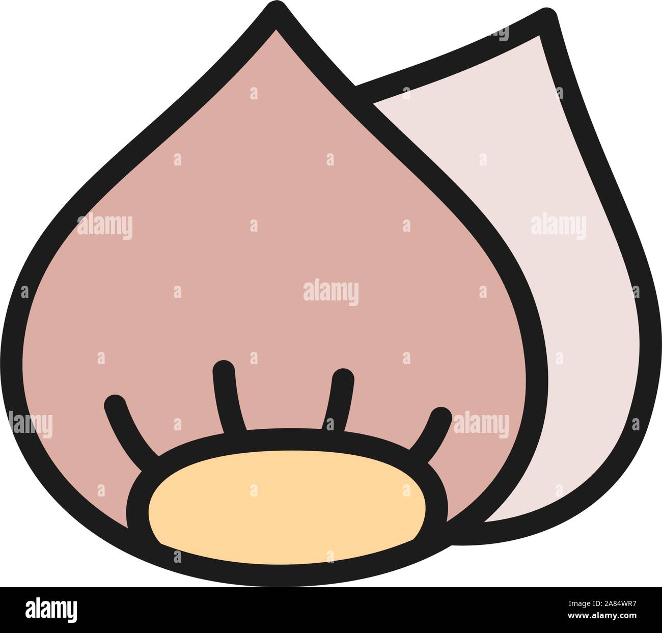 Hazelnut nuts flat color icon. Isolated on white background Stock Vector