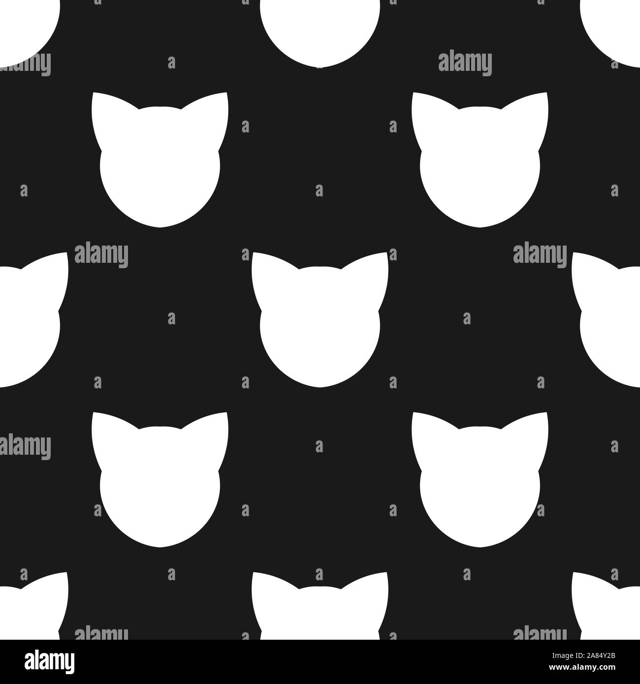 Cat faces seamless black and white pattern. Vector illustration Stock ...