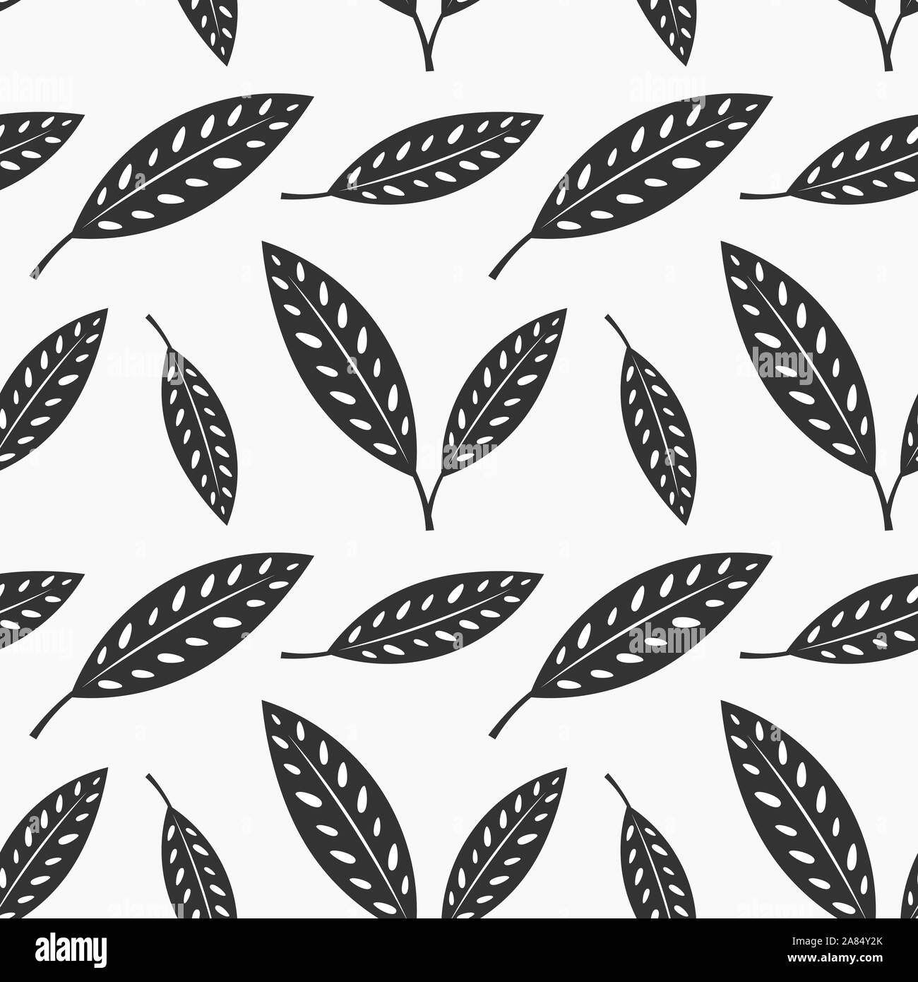 Black and white leaves seamless pattern. Vector illustration Stock