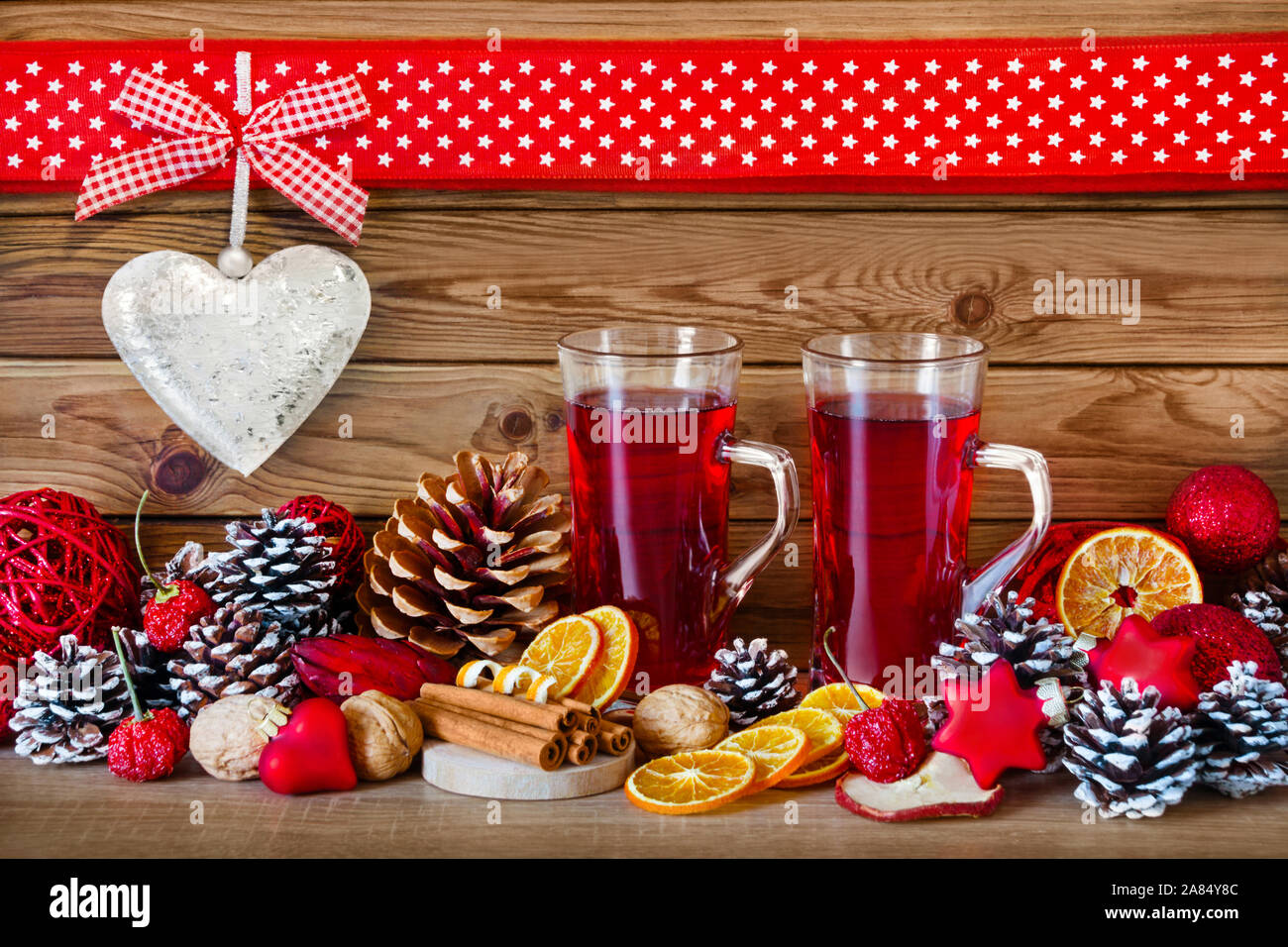 Christmas Party  Hot Spiced Wine Stock Photo
