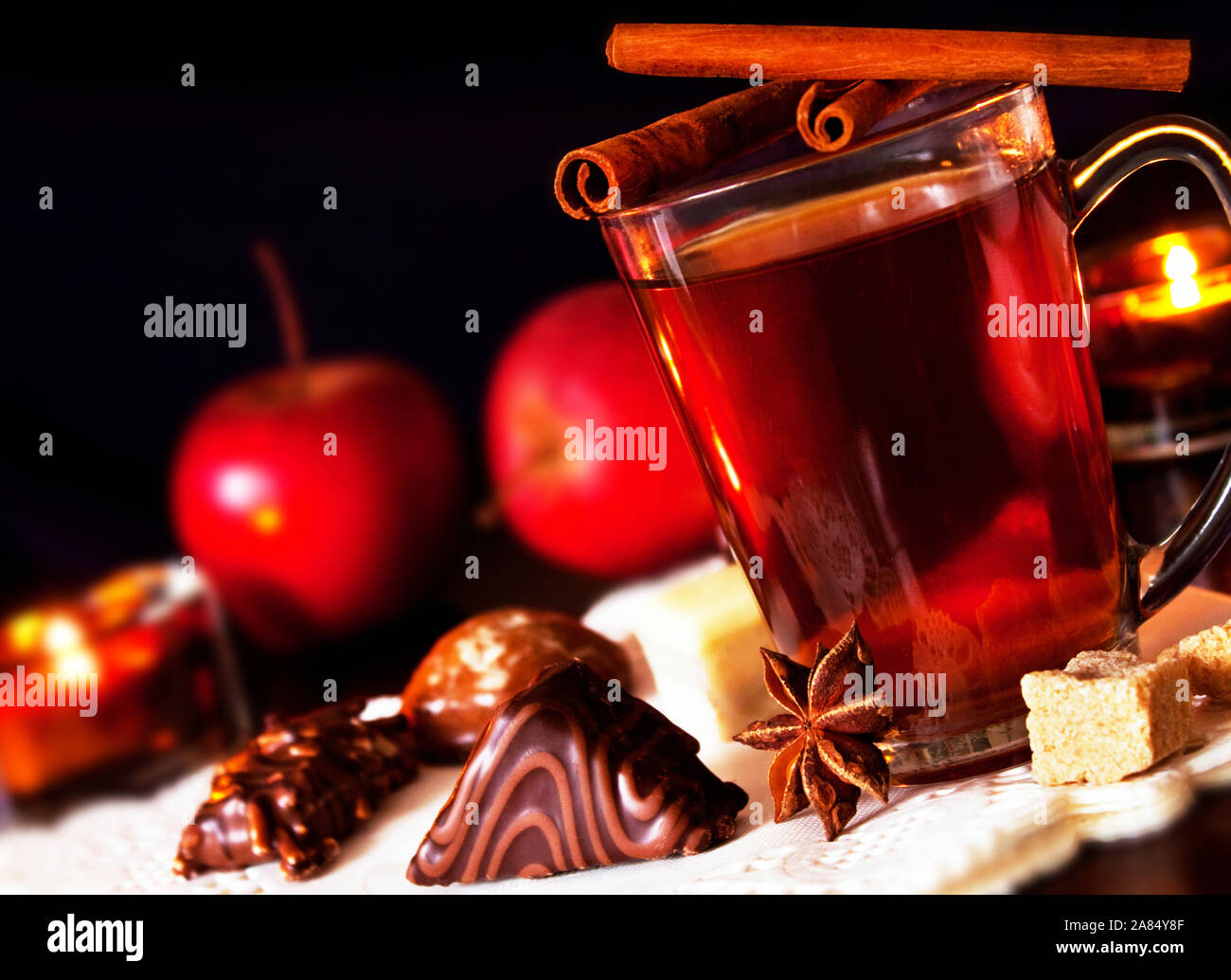 Christmas time mulled wine and sweets Stock Photo