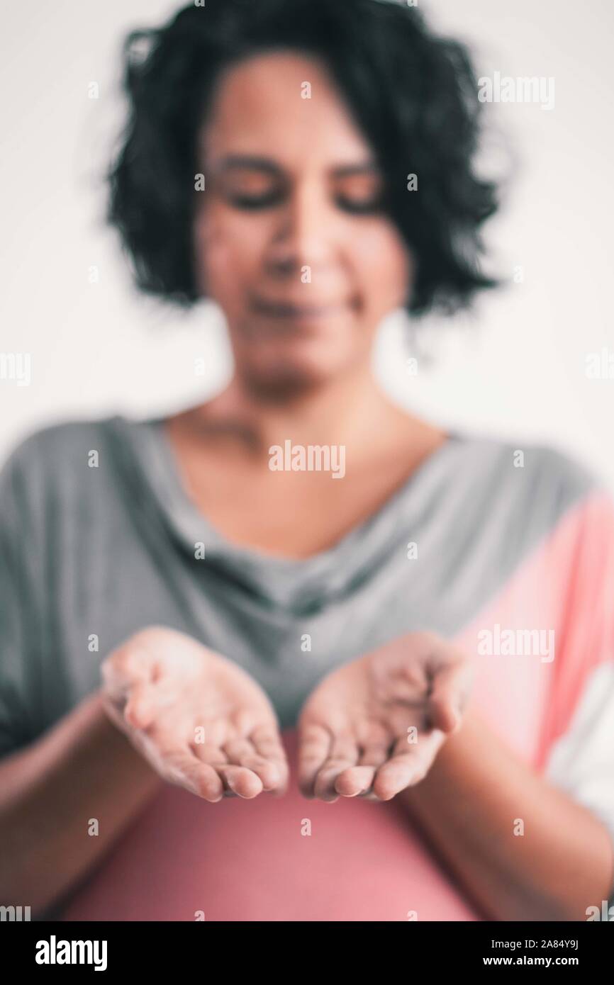 Yoga. Experienced yoga & meditation teacher Stock Photo