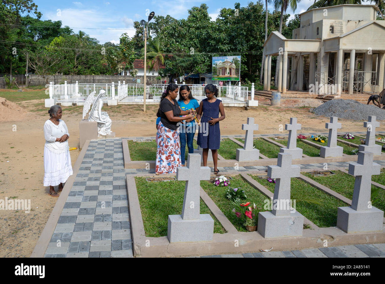 Memorial for the victims of the Easter bomb blast in 2018 at St. Sebastian's church  Katuwapitiya Stock Photo