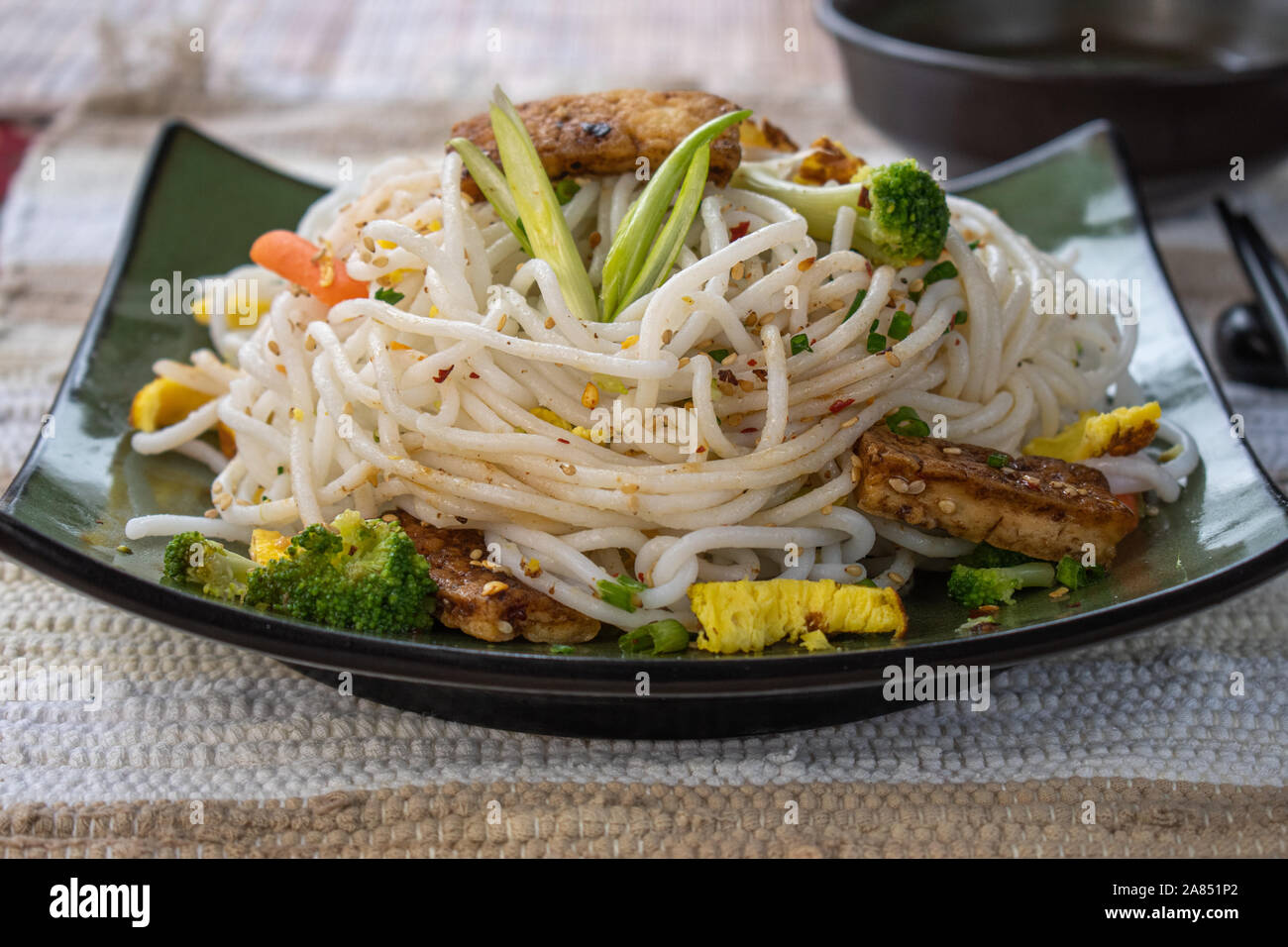 Oriental  vegetarian noodle stirfry Stock Photo