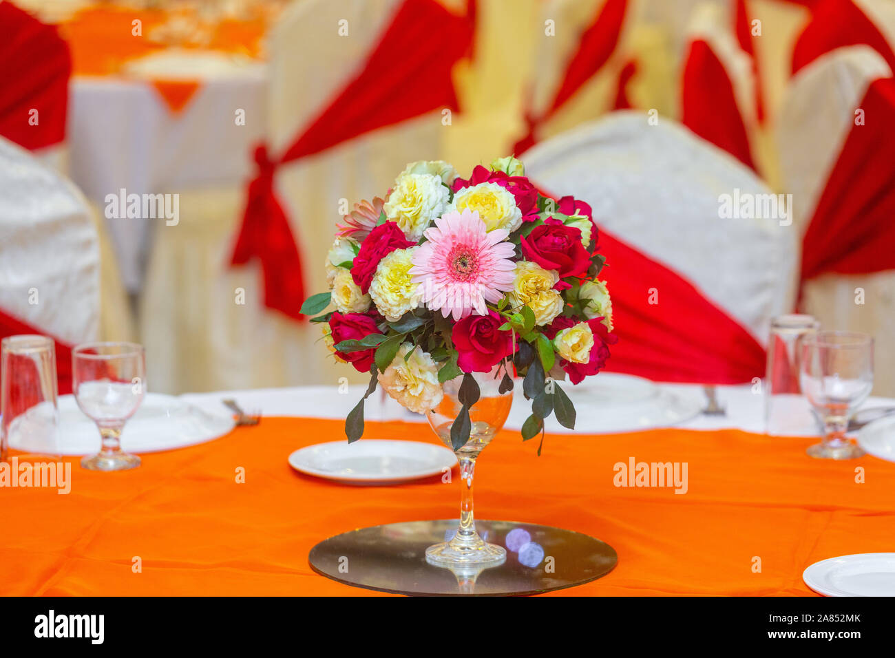 Table Decoration In An Indian Wedding Stock Photos Table