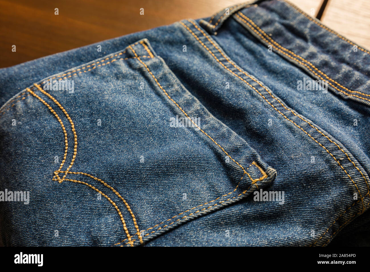 Texture of blue denim pants Stock Photo