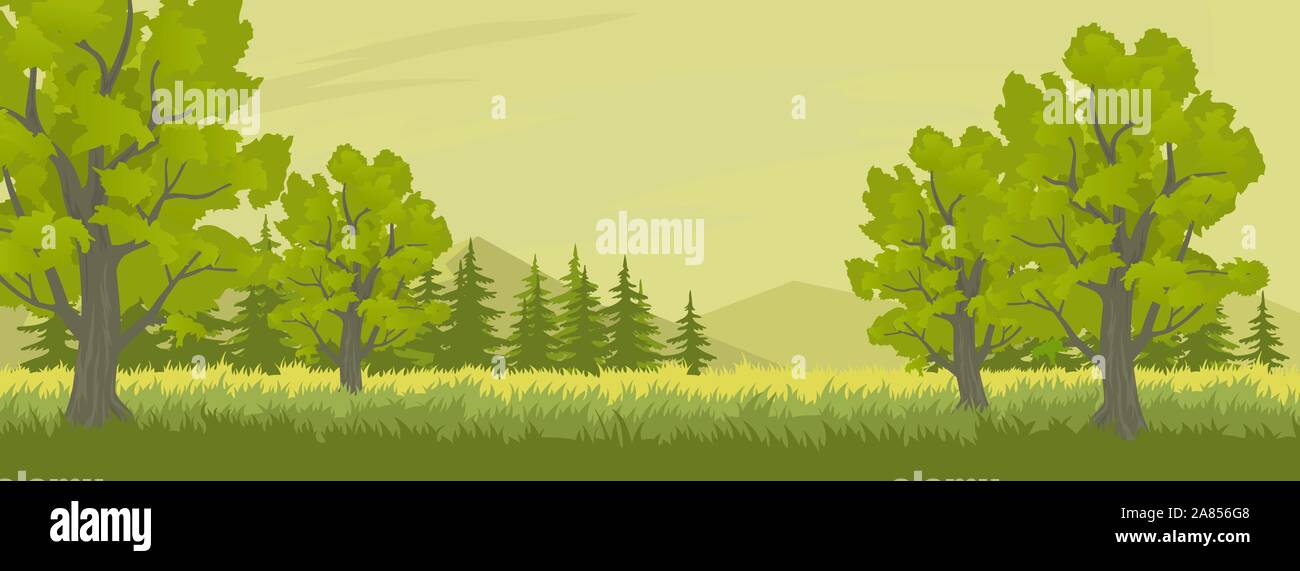Summer landscape with trees Stock Vector Image & Art - Alamy