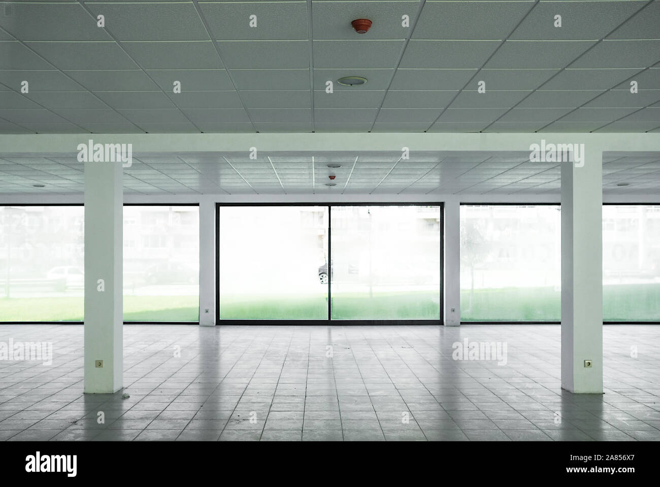 empty indoor spaces transming loneliness and emptiness we experience in the urban  scene. Stock Photo