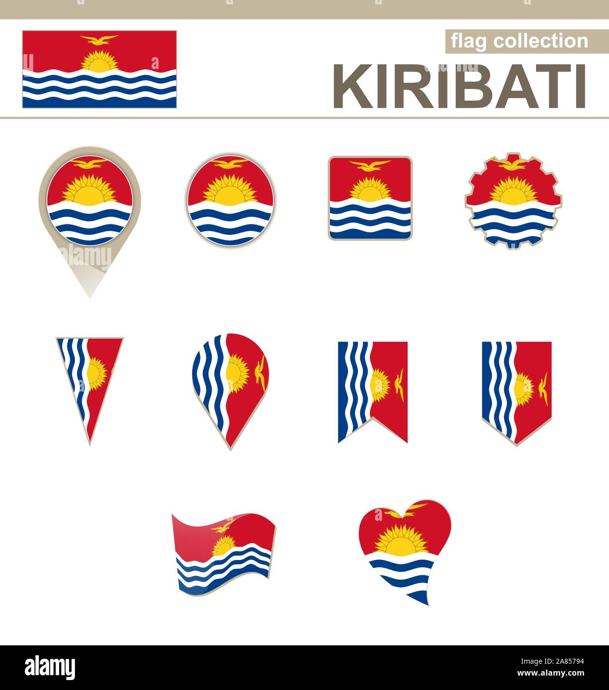 Kiribati Flag Collection, 12 versions Stock Vector